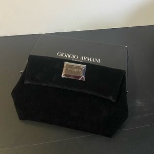 NEW Giorgio Armani Black Velvet fold over clutch